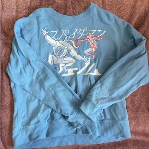 Marvel Blue Crewneck Sweater with Graphic Design